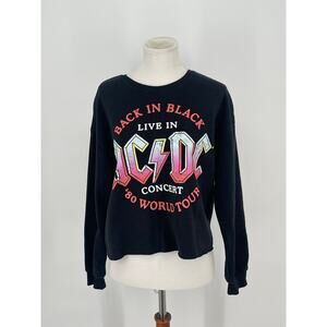Long Sleeve AC/DC Crop Sweatshirt Size XL‎ Rock Band Grunge Alternative